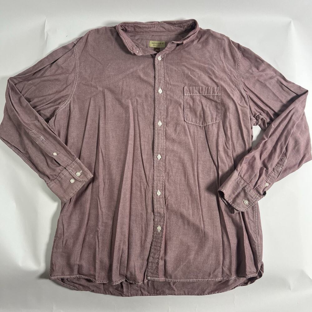 Sonoma Men's Purple Solid Woven Cotton Button-Up Shirt Long Sleeve Pockets XL